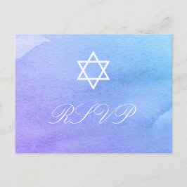 Paarse en Blauwgroen Waterverf Bat Mitzvah RSVP Uitnodiging Briefkaart