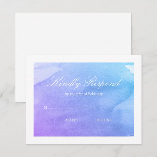 Paarse en Blauwgroen Waterverf RSVP (Voorkant / Achterkant)