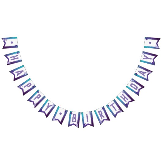 Paarse en Blauwgroen Waterverf zeester Happy Birth Vlaggetjes (Alle)