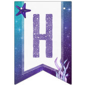 Paarse en Blauwgroen Waterverf zeester Happy Birth Vlaggetjes (Tweede vlag)