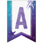 Paarse en Blauwgroen Waterverf zeester Happy Birth Vlaggetjes (Derde vlag)