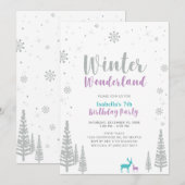 Paarse en Blauwgroen winterWonderland Kinderen van Kaart (Voorkant / Achterkant)