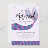 Paarse en Blauwgroen zeemeermin Baby shower Kaart (Voorkant)