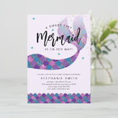 Paarse en Blauwgroen zeemeermin Baby shower Kaart (Staand voorkant)