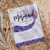 Paarse en Blauwgroen zeemeermin Baby shower Kaart