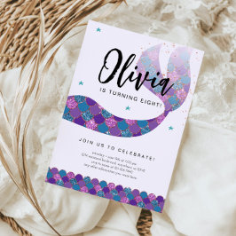 Paarse en Blauwgroen Zeemeermin Verjaardagsfeest Kaart