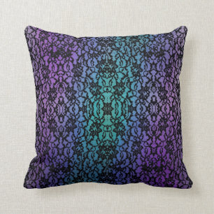 Paarse en Blauwgroen zwarte Lace Gothic Pillow Kussen