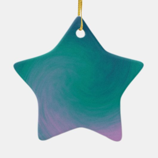 Paarse en Blauwgroen Zwirl Star Ornament (Achterkant)