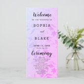  Paarse en Bloemen Metallic Bruiloft Programma (Staand voorkant)