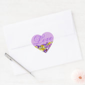 Paarse en bloemenlente hartvormige liefde Sticker (Envelop)