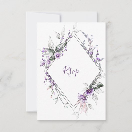 Paarse en Blush Diamant Frame | RSVP Kaartje (Voorkant)