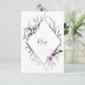 Paarse en Blush Diamant Frame | RSVP Kaartje (Staand voorkant)