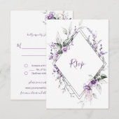 Paarse en Blush Diamant Frame | RSVP Kaartje (Voorkant / Achterkant)