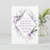 Paarse en Blush Diamant Kader Bruiloft | Kaart (Staand voorkant)