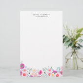 Paarse en Blush Pastel Floral Garland Personaliser Briefpapier (Staand voorkant)