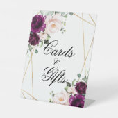 Paarse en Blush roze Kaarten met roze douche & cad Reclamebord Met Voetstuk (Voorkant)