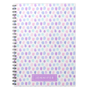 Paarse en Blush roze Waterverf Stippen op maat Notitieboek