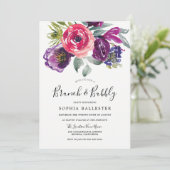 Paarse en Blush Vrijgezellenfeest Brunch & Bubble Kaart (Staand voorkant)