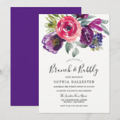 Paarse en Blush Vrijgezellenfeest Brunch & Bubble Kaart (Voorkant / Achterkant)