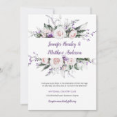 Paarse en Blush Waterverf Bloemen Lijst Bruiloft | Kaart (Voorkant)