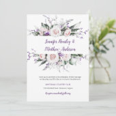 Paarse en Blush Waterverf Bloemen Lijst Bruiloft | Kaart (Staand voorkant)