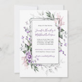 Paarse en Blush Waterverf Bloemenrechthoek | Kaart (Voorkant)