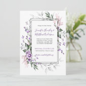 Paarse en Blush Waterverf Bloemenrechthoek | Kaart (Staand voorkant)