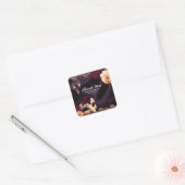 Paarse en Bourgogne Floral & Lace Masquerade Party Vierkante Sticker (Envelop)