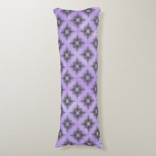 Paarse en Bronze Diamond Burst Pattern Lichaamskussen (Voorkant Verticaal)