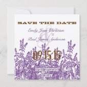 Paarse en Broon wilde ventilator Bewaar de datum Save The Date (Voorkant)