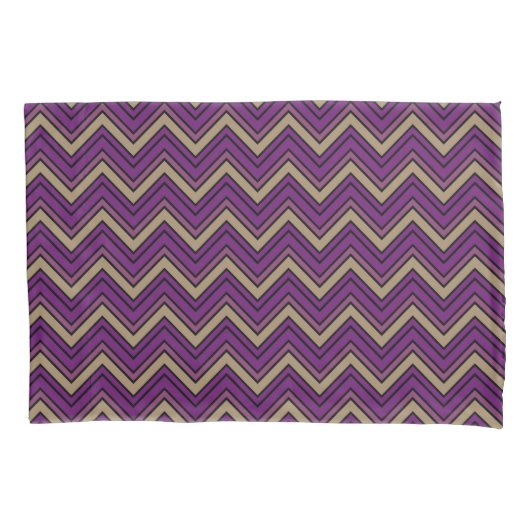Paarse en bruine chevron zigzagpatroon kussensloop (Voorkant)
