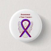 Paarse en Burgundy Awareness Ribbon Angel Button (Voorkant)