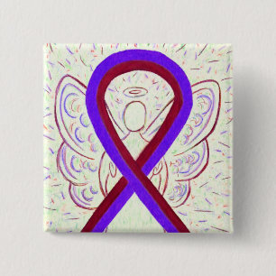 Paarse en Burgundy Awareness Ribbon Angel Button