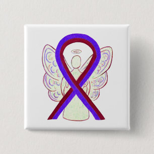 Paarse en Burgundy Awareness Ribbon Angel Button
