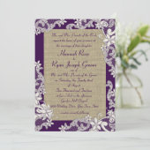 Paarse en Burlap  Bloemen Kaart (Staand voorkant)