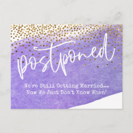 Paarse en Confetti Waterverf stellen bruiloft uit Briefkaart