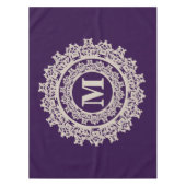 Paarse en Cream Elegant Monogram Tafelkleed (Voorkant)