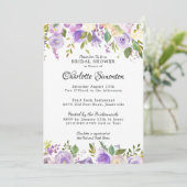 Paarse en Cream Floral Bridal Shower Kaart (Staand voorkant)