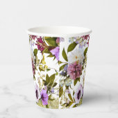 Paarse en Cream Flowers Papier Party Cups Papieren Bekers (Rechts)