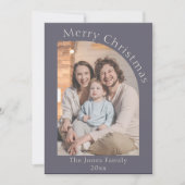 Paarse en Cream Modern Arch Foto Kerstmis Feestdagenkaart (Voorkant)