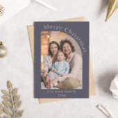 Paarse en Cream Modern Arch Foto Kerstmis Feestdagenkaart