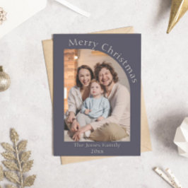 Paarse en Cream Modern Arch Foto Kerstmis Feestdagenkaart