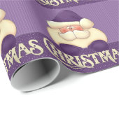 Paarse en Cream Santa Kerstmis Cadeaupapier (Rol Hoek)