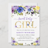 Paarse en Cream Summer Flowers Baby shower Kaart (Voorkant)