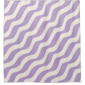 Paarse en Cream Wavy Lines Psychedelic Stripes Sh Douchegordijn (Voorkant)