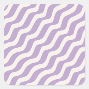 Paarse en Cream Wavy Lines Psychedelic Stripes Vierkante Sticker