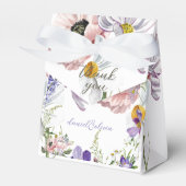 Paarse en Crème Bloemen Bordered Wedding Bedankdoosjes (Voorkant Zijde)