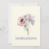 Paarse en Crème Bloemen Bordered Wedding Bedankkaart (Achterkant)