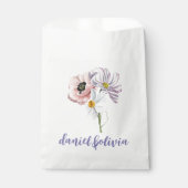 Paarse en Crème Bloemen Bordered Wedding Bedankzakje (Voorkant)