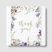 Paarse en Crème Bloemen Bordered Wedding Gastenboek (Voorkant)